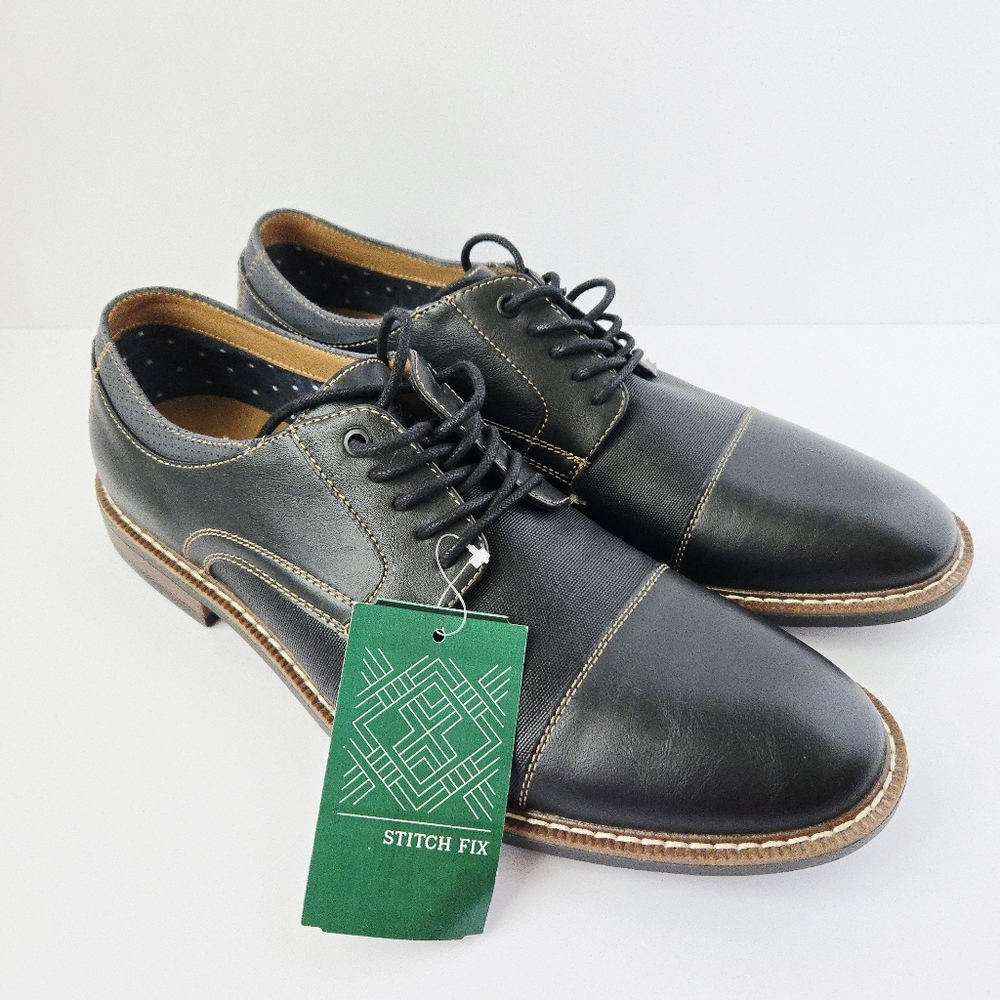 Rye by Hawker Rye Black Men's Dress Shoes Size 10.5 Cap Toe Lace Up NWT
